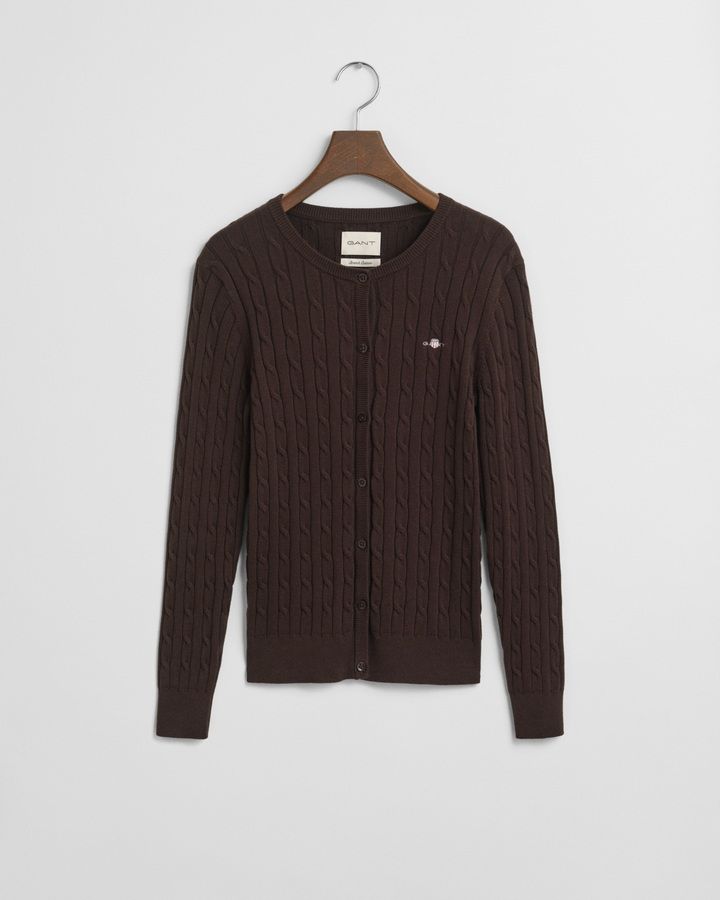 Stretch Cotton Cable Knit Cardigan