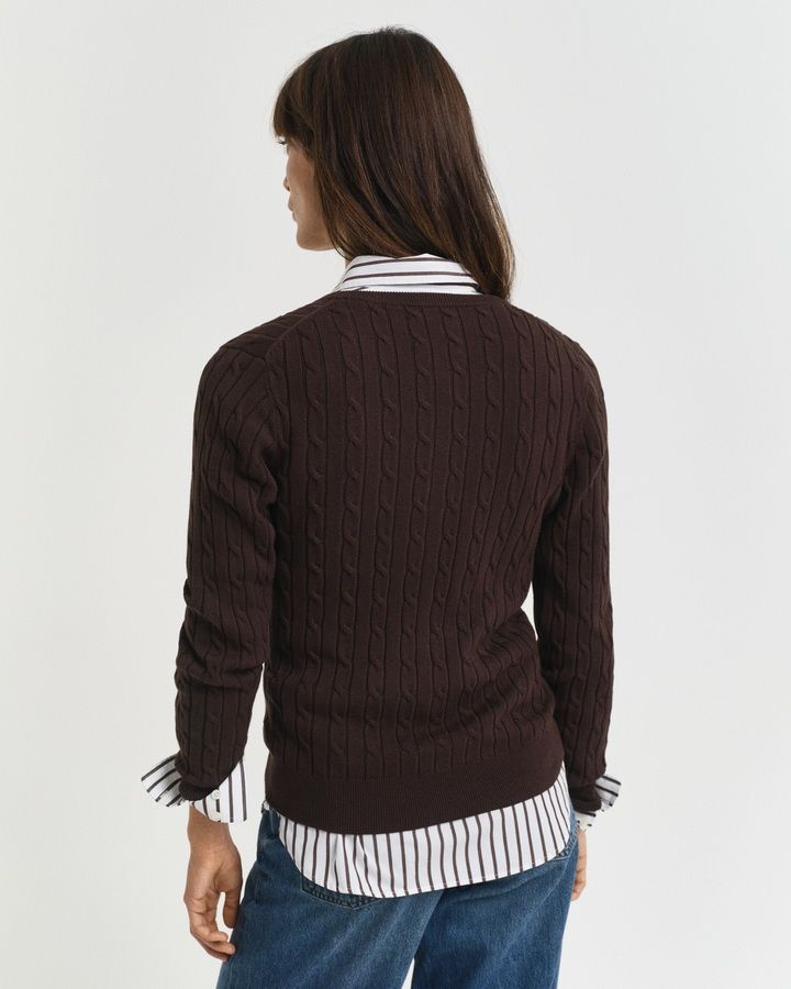 Stretch Cotton Cable Knit Cardigan