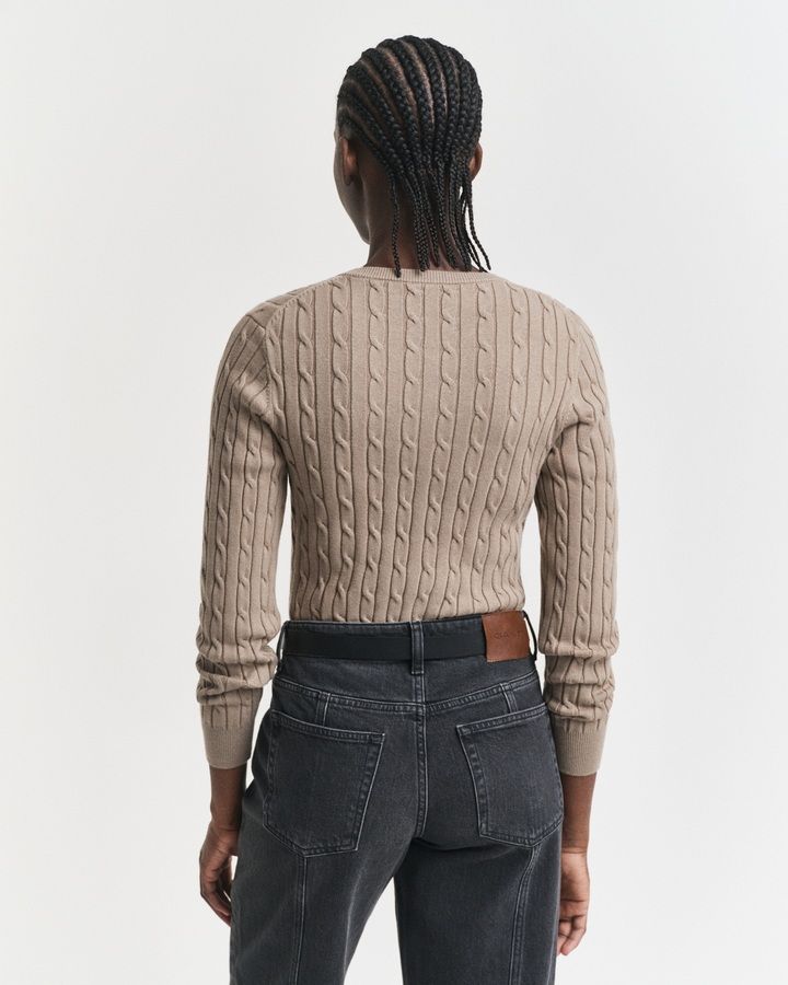 Stretch Cotton Cable Knit Cardigan