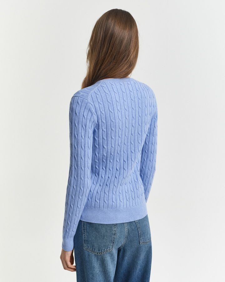 Stretch Cotton Cable Knit Cardigan