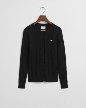 Stretch Cotton Cable Knit Cardigan