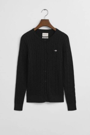 Stretch Cotton Cable Knit Cardigan