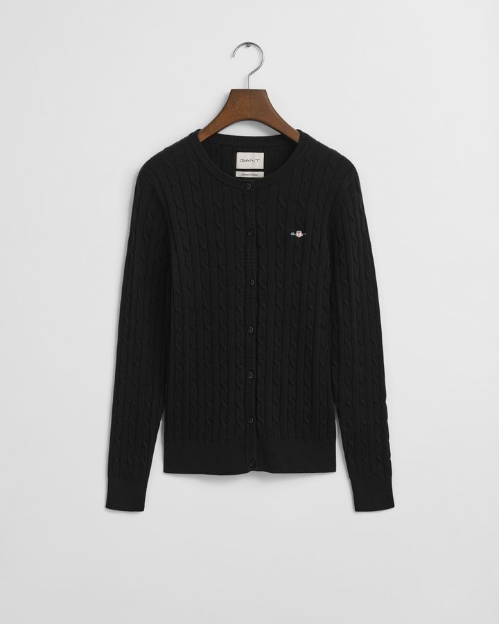 Stretch Cotton Cable Knit Cardigan