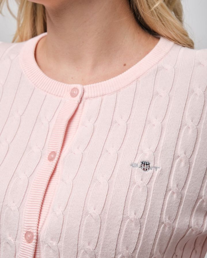 Stretch Cotton Cable Knit Cardigan