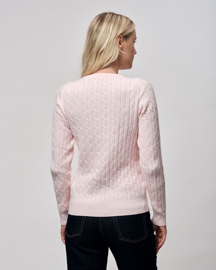 Stretch Cotton Cable Knit Cardigan