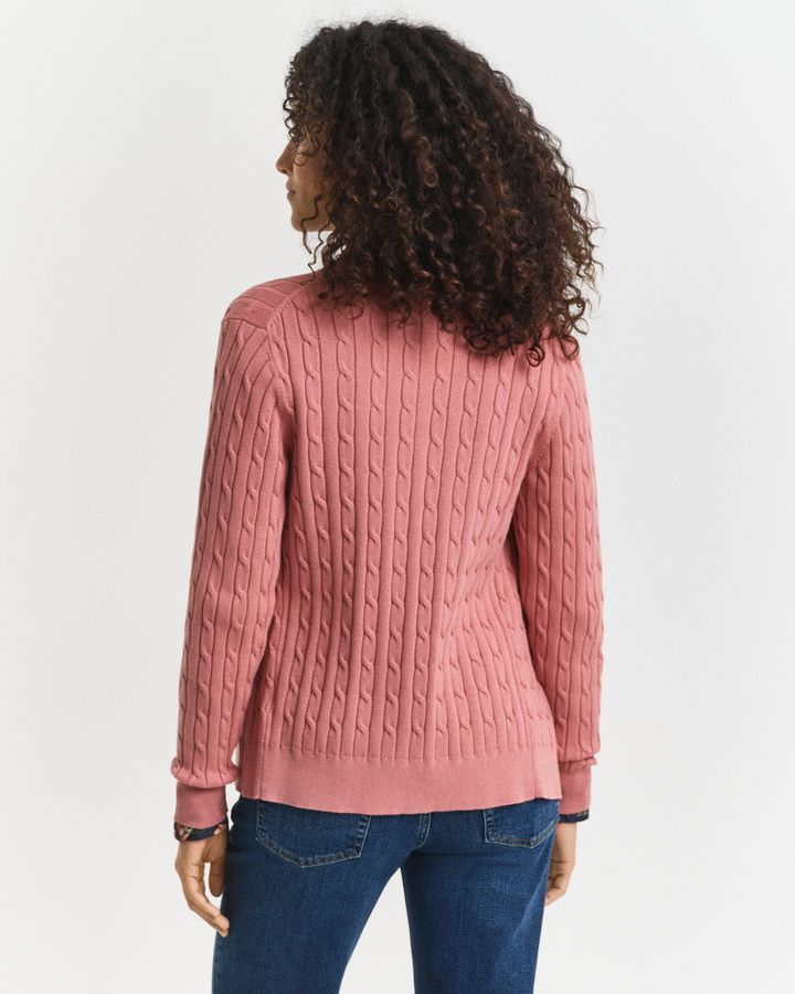 Stretch Cotton Cable Knit Cardigan