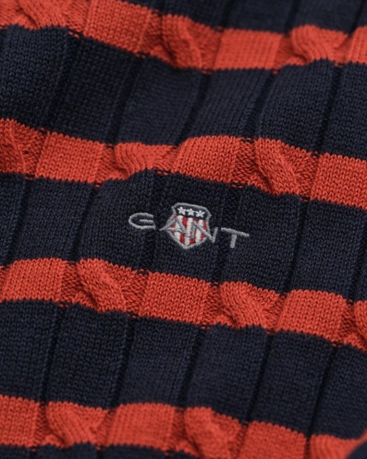 STRETCH COTTON CABLE STRIPE C-NECK