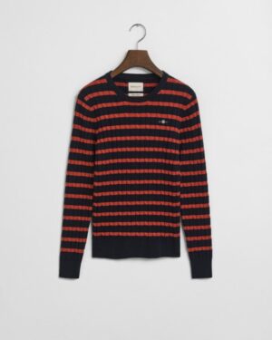 STRETCH COTTON CABLE STRIPE C-NECK