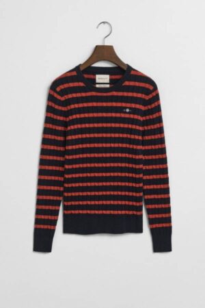 STRETCH COTTON CABLE STRIPE C-NECK