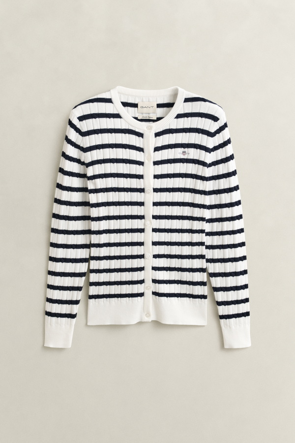 Striped Cable Knit Cardigan