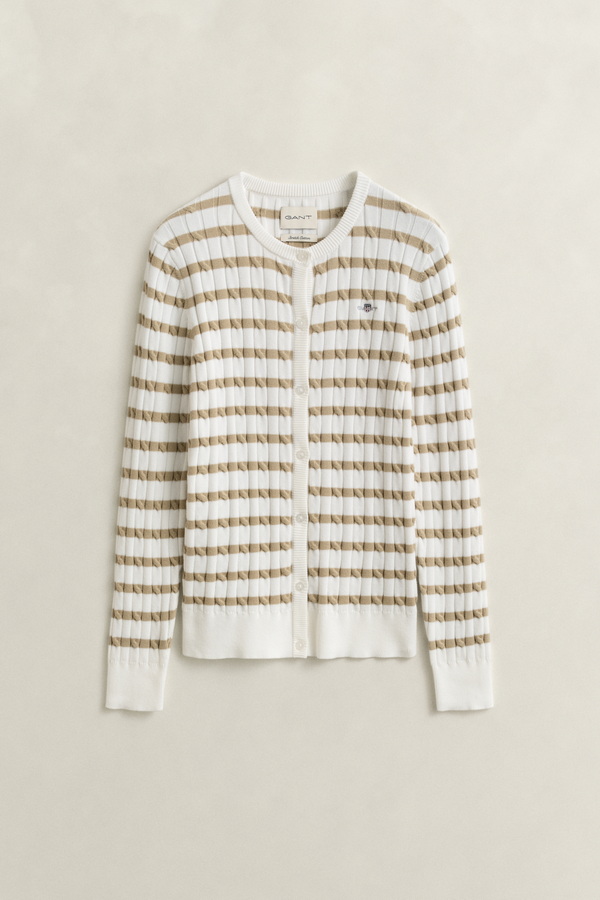 Striped Cable Knit Cardigan
