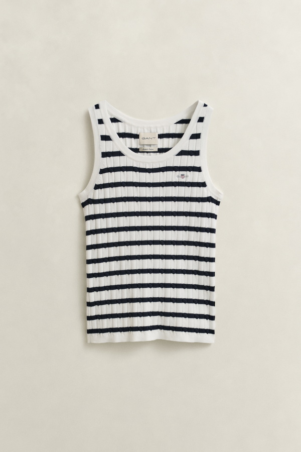 Striped Cable Knit Tank Top