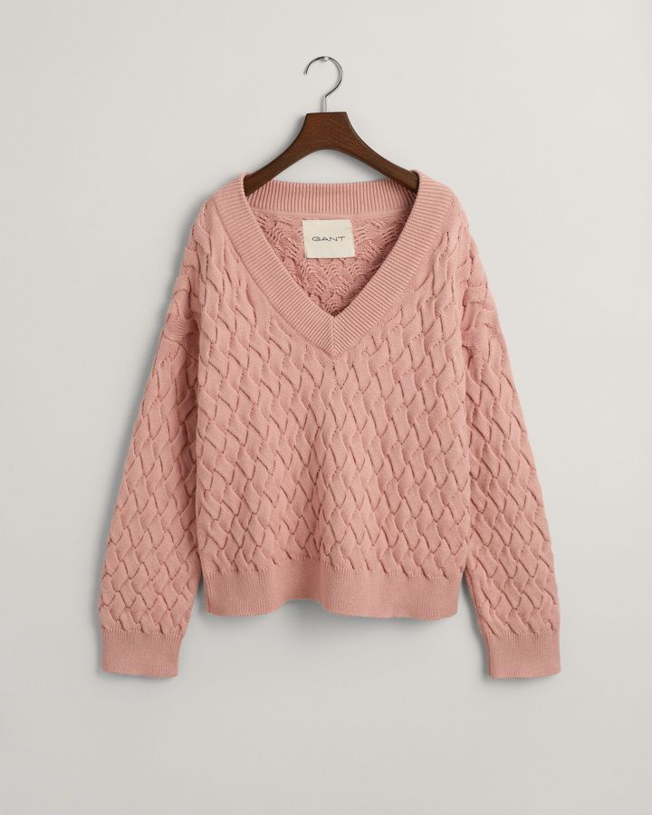 TEXTURED COTTON V-NECK