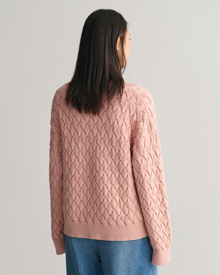 TEXTURED COTTON V-NECK