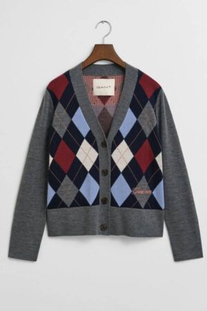 Argyle V-Neck Cardigan