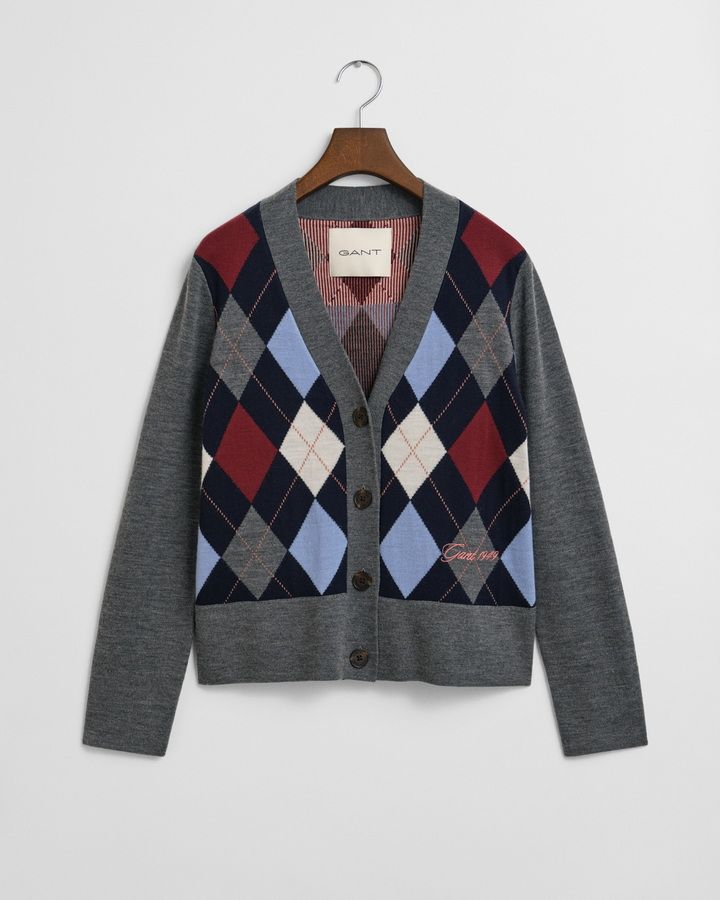 Argyle V-Neck Cardigan