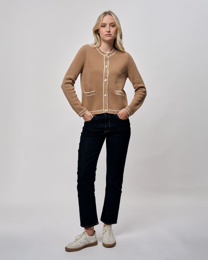 Contrast Knit Cardigan