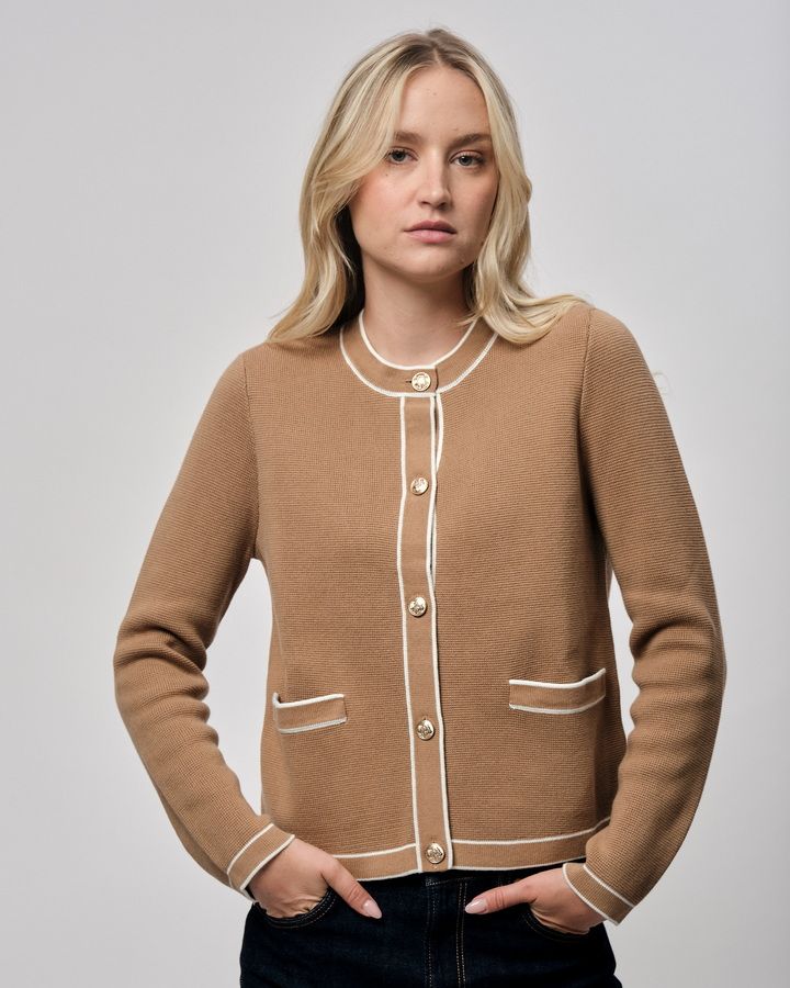 Contrast Knit Cardigan