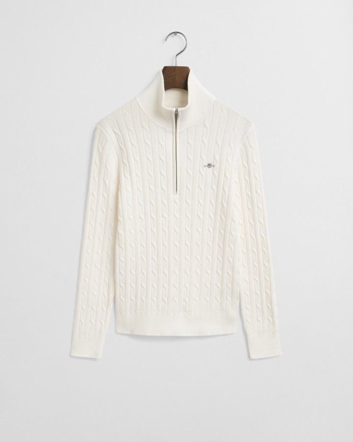 STRETCH COTTON CABLE HALF-ZIP