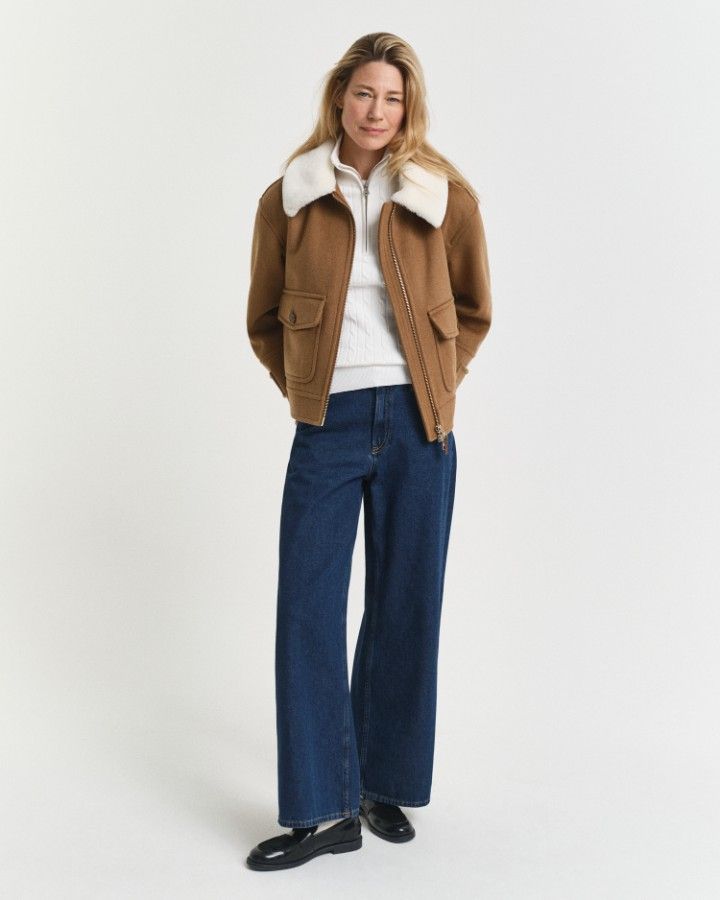 STRETCH COTTON CABLE HALF-ZIP