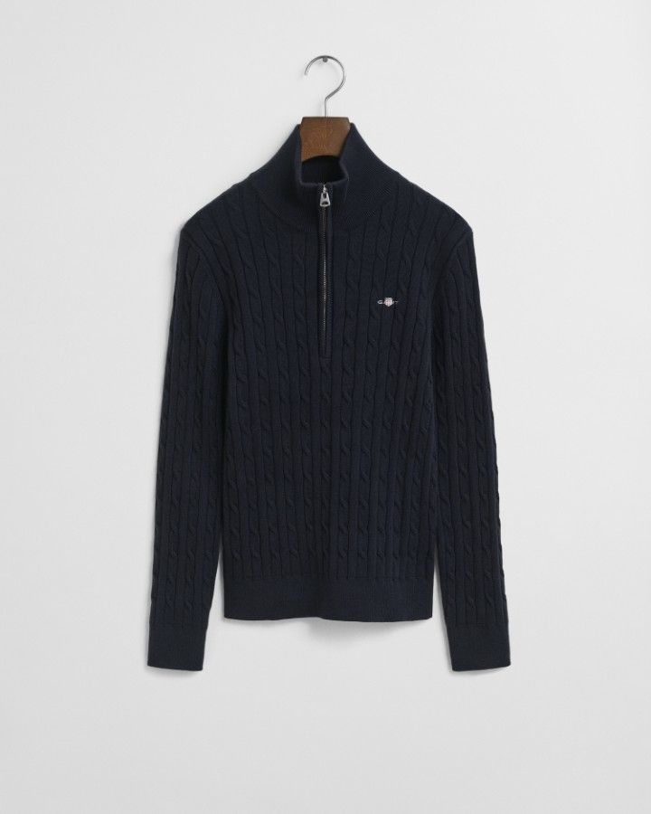 STRETCH COTTON CABLE HALF-ZIP