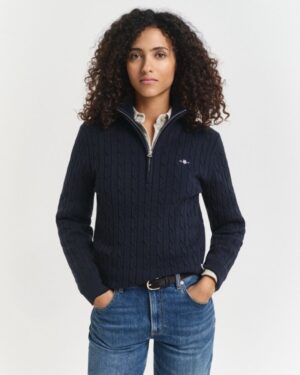 STRETCH COTTON CABLE HALF-ZIP