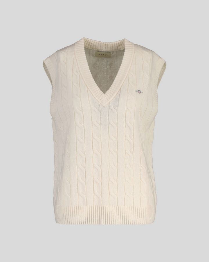 Lambswool Cable V-Neck Vest