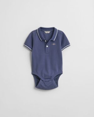Baby Contrast Tipped Pique Bodysuit