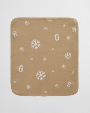 SNOWFLAKE AND G PRINT KNIT BLANKET