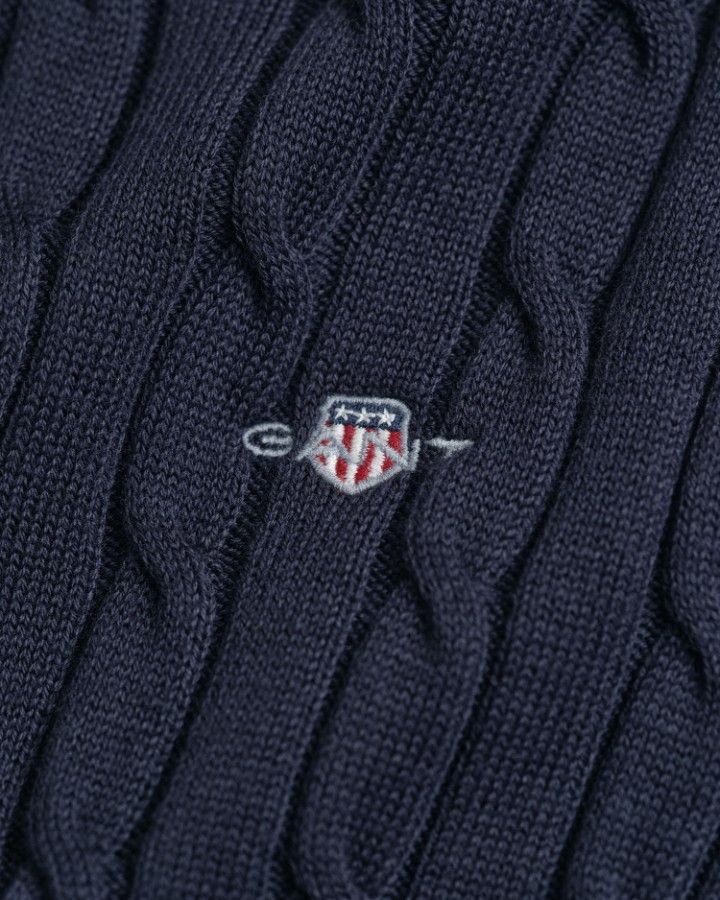 STRETCH COTTON CABLE C-NECK DRESS