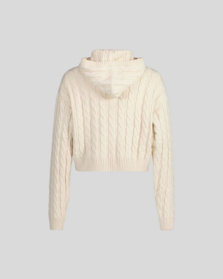 Teens Shield Cropped Cable Zip Hoodie