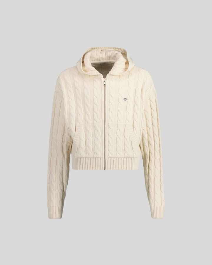 Teens Shield Cropped Cable Zip Hoodie