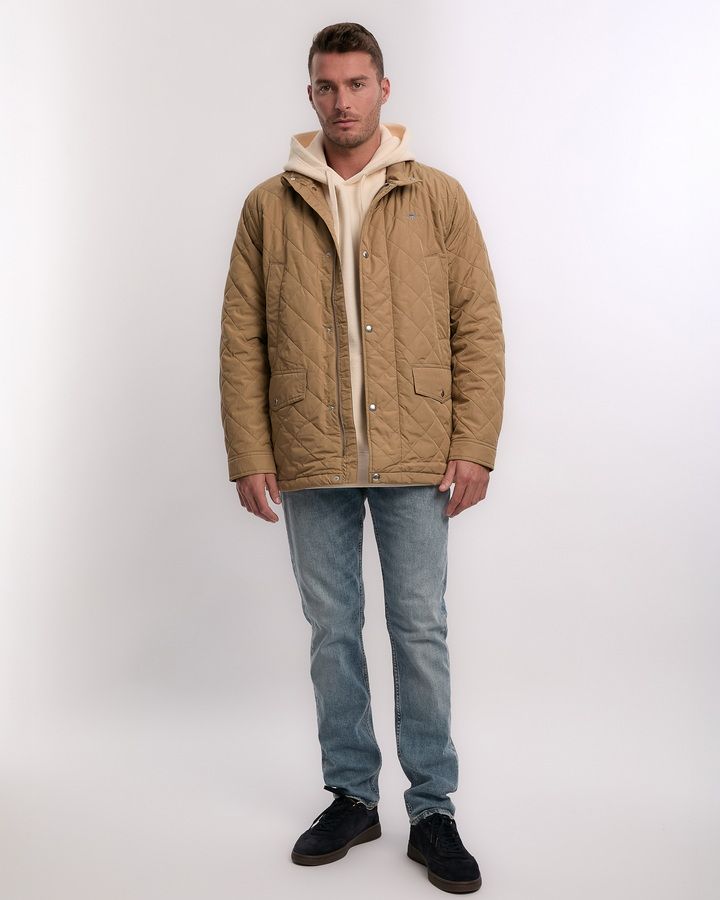 Quilted Windcheater Mid-Length Jacket