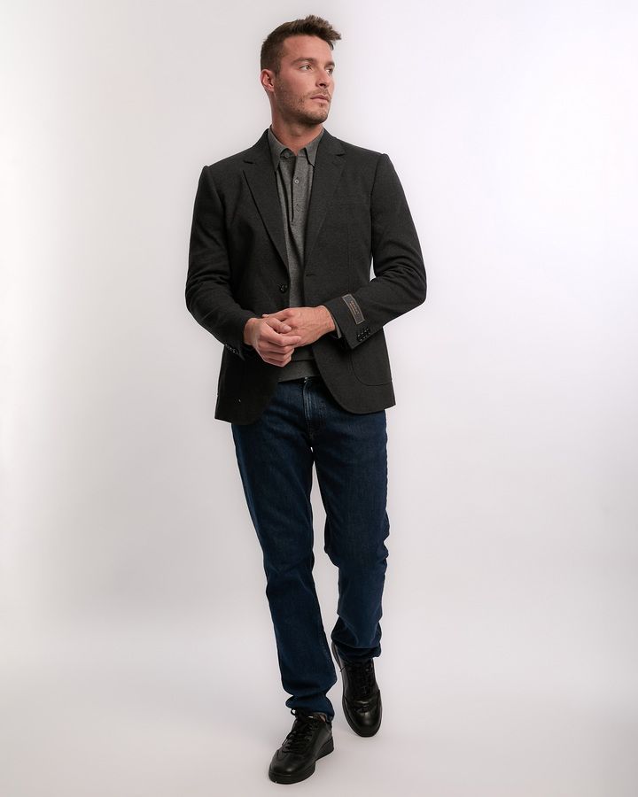 Slim Fit Two-Toned Jersey Pique Blazer