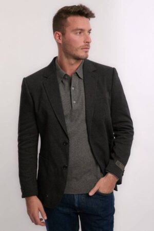 Slim Fit Two-Toned Jersey Pique Blazer