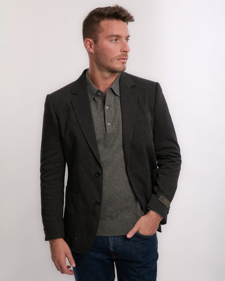 Slim Fit Two-Toned Jersey Pique Blazer