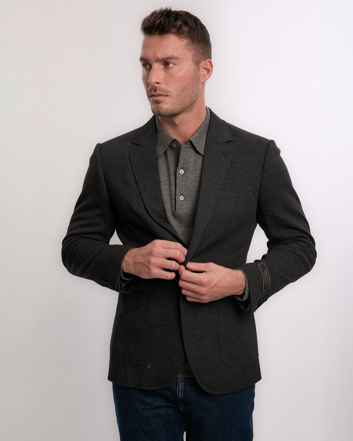Slim Fit Two-Toned Jersey Pique Blazer