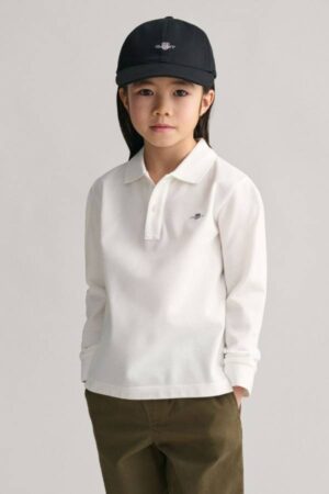 Kids Shield Long Sleeve Pique Polo Shirt