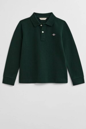 Kids Shield Long Sleeve Pique Polo Shirt
