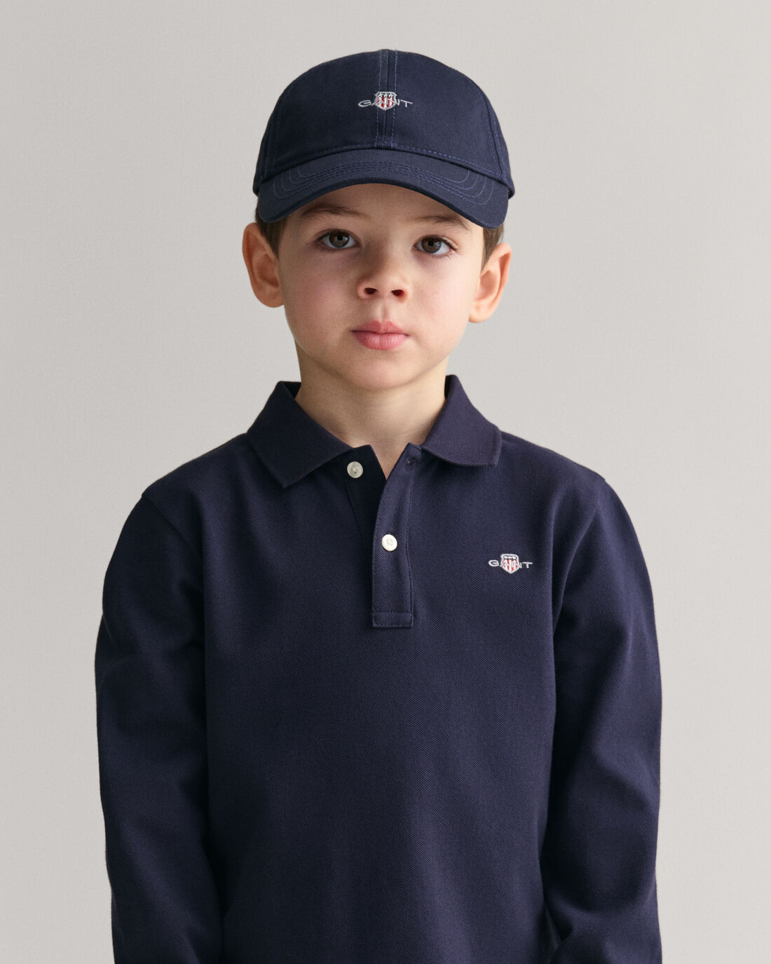 Kids Shield Long Sleeve Pique Polo Shirt