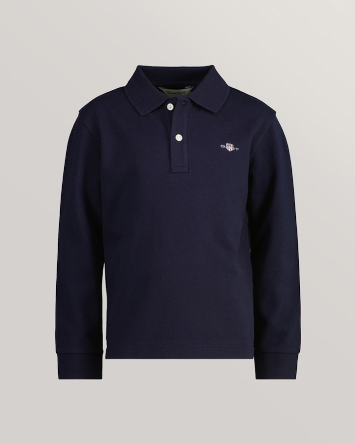 Kids Shield Long Sleeve Pique Polo Shirt