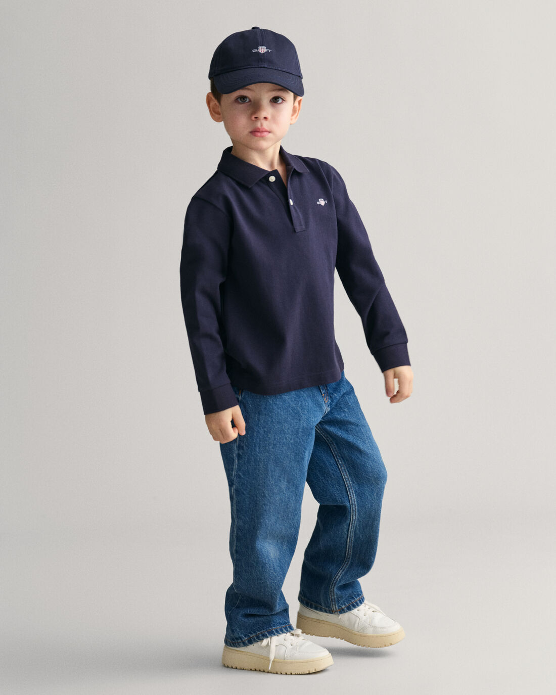 Kids Shield Long Sleeve Pique Polo Shirt