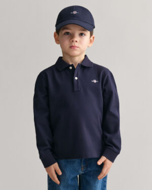 Kids Shield Long Sleeve Pique Polo Shirt