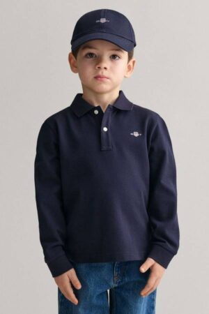 Kids Shield Long Sleeve Pique Polo Shirt