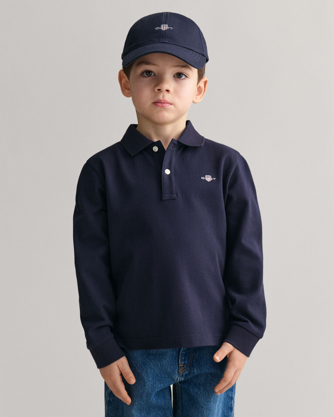 Kids Shield Long Sleeve Pique Polo Shirt