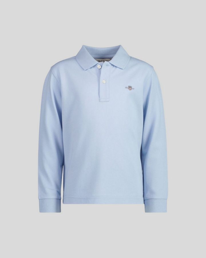 Kids Shield Long Sleeve Pique Polo Shirt