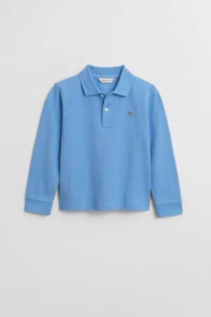 Kids Shield Long Sleeve Pique Polo Shirt
