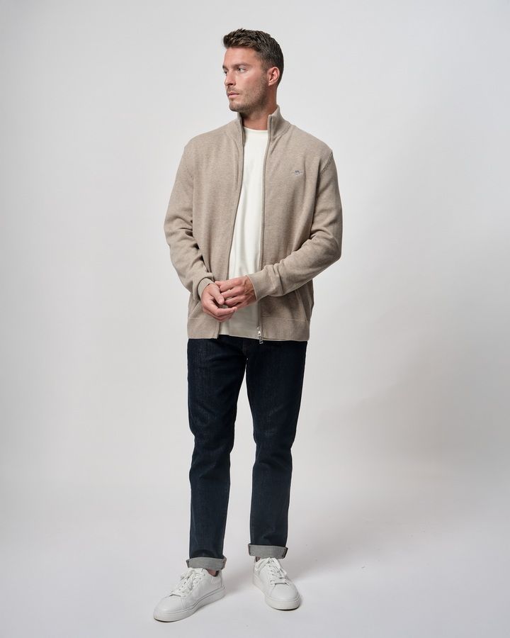 Casual Cotton Zip Cardigan