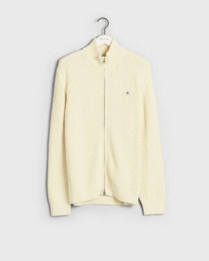 Textured Cotton Zip Cardigan