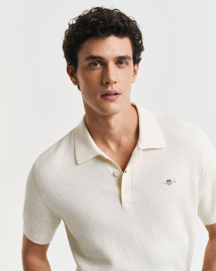 Textured Cotton Polo Shirt